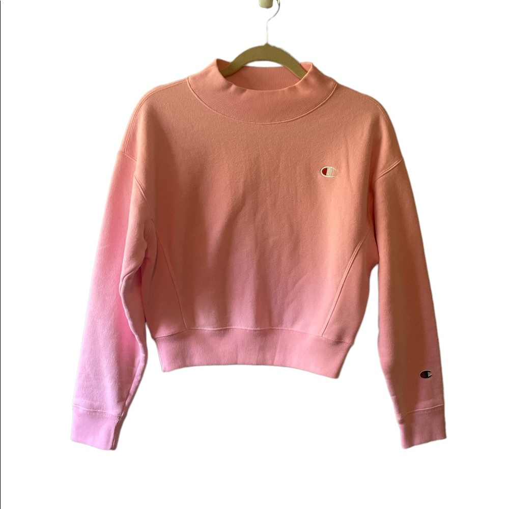 Champion Reverse Weave Athletic Workout Cropped Barbiecore Sweater | Small, Pink